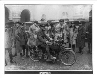Historic Print (M) [Ambulance drivers in Milan, Italy, during World War I man seated on motorcycle and 11  