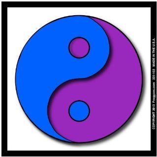 YING YANG   BLUE/PURPLE WITH WHITE BACKGROUND   STICK ON CAR DECAL SIZE 3 1/2" x 3 1/2"   VINYL DECAL WINDOW STICKER   NOTEBOOK, LAPTOP, WALL, WINDOWS, ETC. COOL BUMPERSTICKER   Automotive Decals