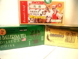 Dieters' Assorted Tea  3 Ballerina Tea, Fat Burning WuLong Tea & Diet Ginseng Slim Tea 