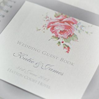 english rose design wedding guestbook by beautiful day