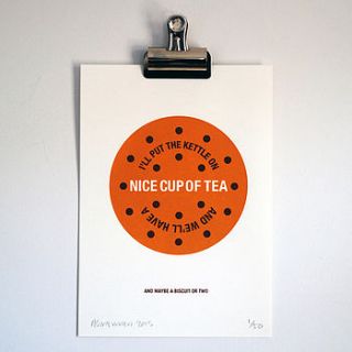 'a nice cup of tea' silkscreen print by asintended