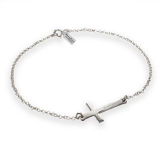 engraved cross bracelet by anna lou of london