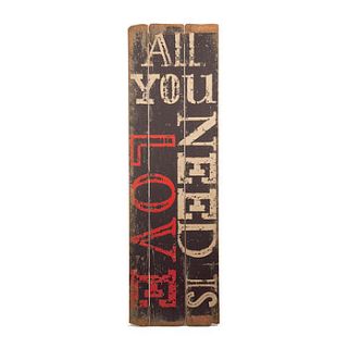 vintage all you need is love sign by little red heart
