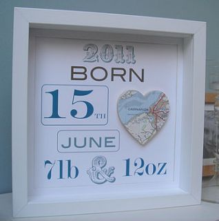 personalised new baby map picture by little bird designs