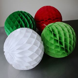 four large christmas paper tissue balls 30cm by pearl and earl