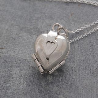 heart clover motif silver locket necklace by otis jaxon silver and gold jewellery