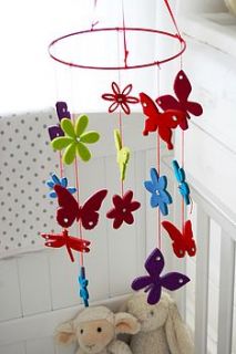 butterfly felt baby cot mobile by lavish + delight