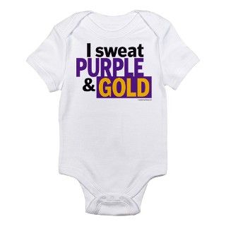 I Sweat Purple and Gold Infant Bodysuit by purplewaterbug