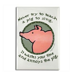 Singing Pig Rectangle Magnet by doghause