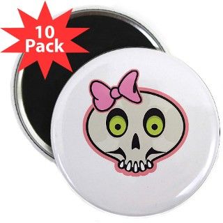 Cute Pink Girl Skull Face 2.25 Magnet (10 pack) by doonidesigns