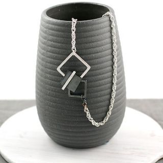 handmade silver sqaure art deco necklace by louy magroos