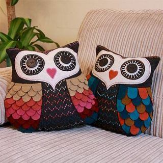 vintage inspired felt owl cushion by lisa angel homeware and gifts