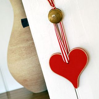 handmade wooden hearts in red, white & silver by lumme