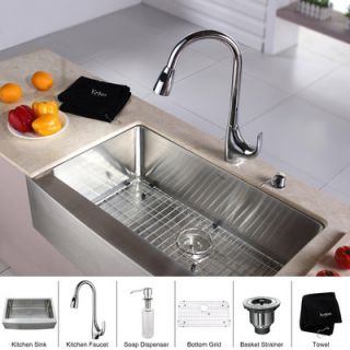 Kraus Farmhouse 33 Single Bowl Kitchen Sink with Faucet and Soap