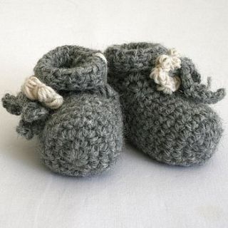 knitted baby booties by pebble & chalk