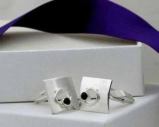 silver curved square cufflinks by dianne saad jewellery