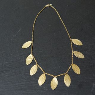 matt gold leaf necklace by rochelle shepherd jewels