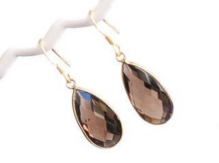 faceted smoky quartz gold earrings by prisha jewels