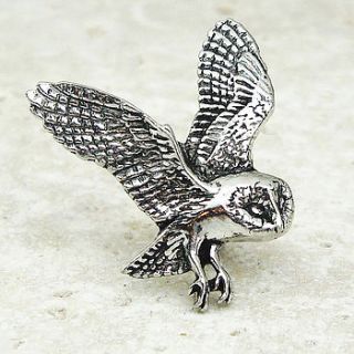 barn owl tie pin antiqued pewter by wild life designs
