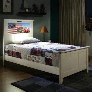 Shaker Panel Bed with Back Lit LED Headboard Imagery
