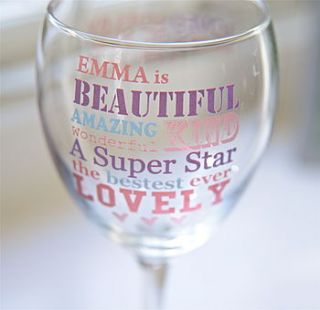 personalised 'best mum' wine glass by the letteroom