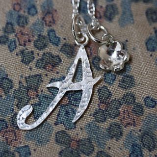 handmade medium silver initial pendant by jemima lumley jewellery