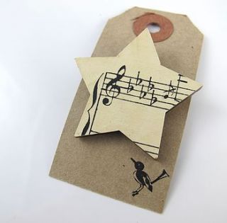 star shaped vintage sheet music brooch by under a glass sky