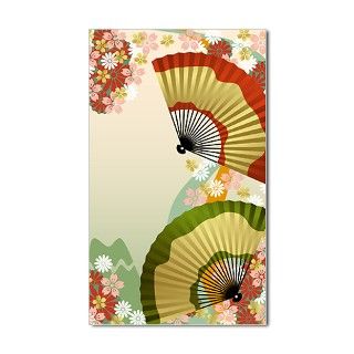 Japanese Fan green Rectangle Decal by 41_120