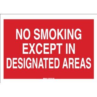 Brady 42702 Aluminum No Smoking Sign, 7" X 10", Legend "No Smoking Except In Designated Areas" Industrial Warning Signs