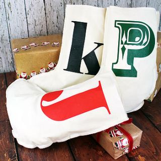 personalised initial christmas stocking by 3 blonde bears