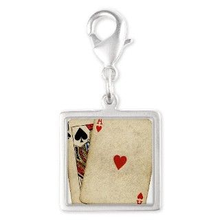Blackjack Vintage Dirty Cards Silver Square Charm by Admin_CP70839509