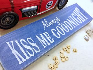 always kiss me goodnight wood plaque by harriet beeby