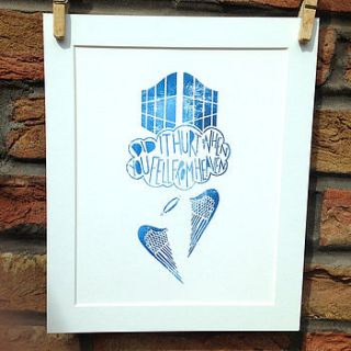 mounted 'fell from heaven' print by little orange