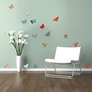 vintage style butterfly vinyl wall stickers by oakdene designs