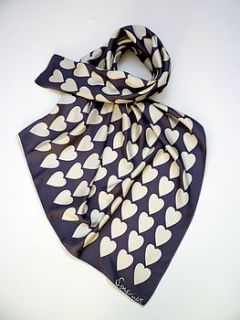 extra large silk heart print scarf by somerville scarves