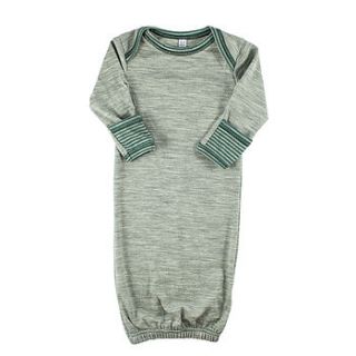 green and grey trimmed merino sleepsuit by asolon