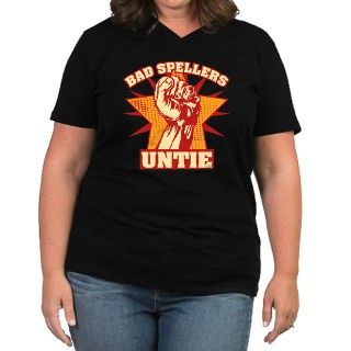 Bad Spellers Untie Womens Plus Size V Neck Dark T by curiousinkling