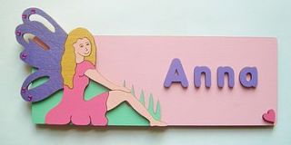 personalised wooden door plaque fairy by dream scene children's gifts