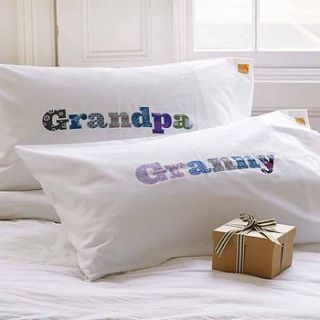 personalised 'granny' or 'grandpa' pillowcase by twisted twee