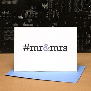 hashtag 'mr and mrs' wedding day card by geek cards for the love of geek