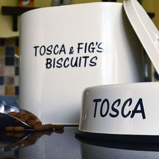 personalised enamel dog bowl and tin set by jonny's sister