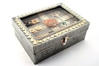 vintage style tin sewing box by the contemporary home