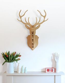 wooden stag head wall trophy large by clive roddy