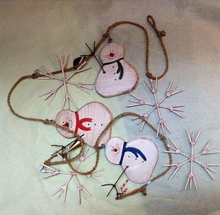 snowman and snowflake garland by velvet brown