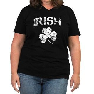 Irish Shamrock Womens Plus Size V Neck Dark T Shi by clonecire