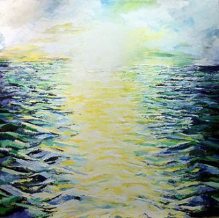 sea sunrise painted on canvas by brian davison