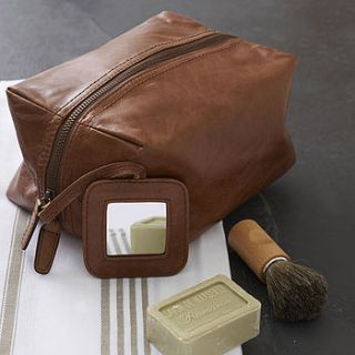 men's rugged leather wash bag by simply special gifts