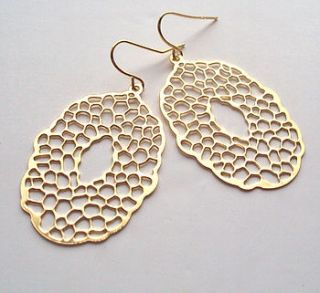 gold honeycomb earrings by a box for my treasure