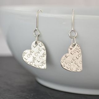 silver love heart earrings by rose cottage