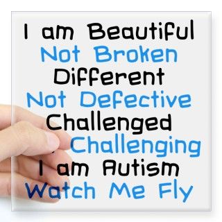 Iam Autism Watch Me Fly Square Sticker 3" x 3 by InspiredByAutism